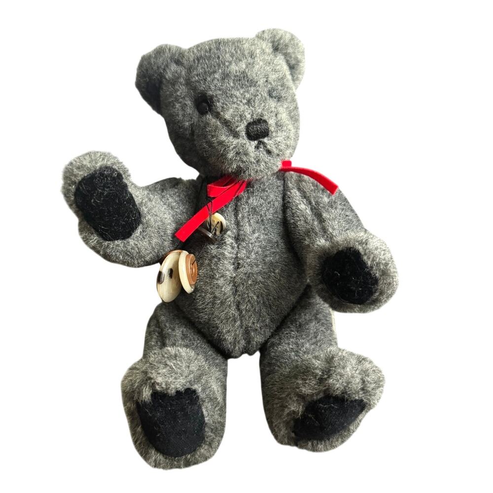 VTg Gund 1994 Grey Plush Teddy Bear Fully Jointed 10 Inch